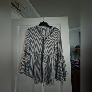 Marc New York Black and White Striped Blouse